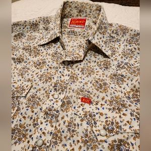 Ely Plains, Small, Floral Pearl Snap button shirt, Vintage, Western
